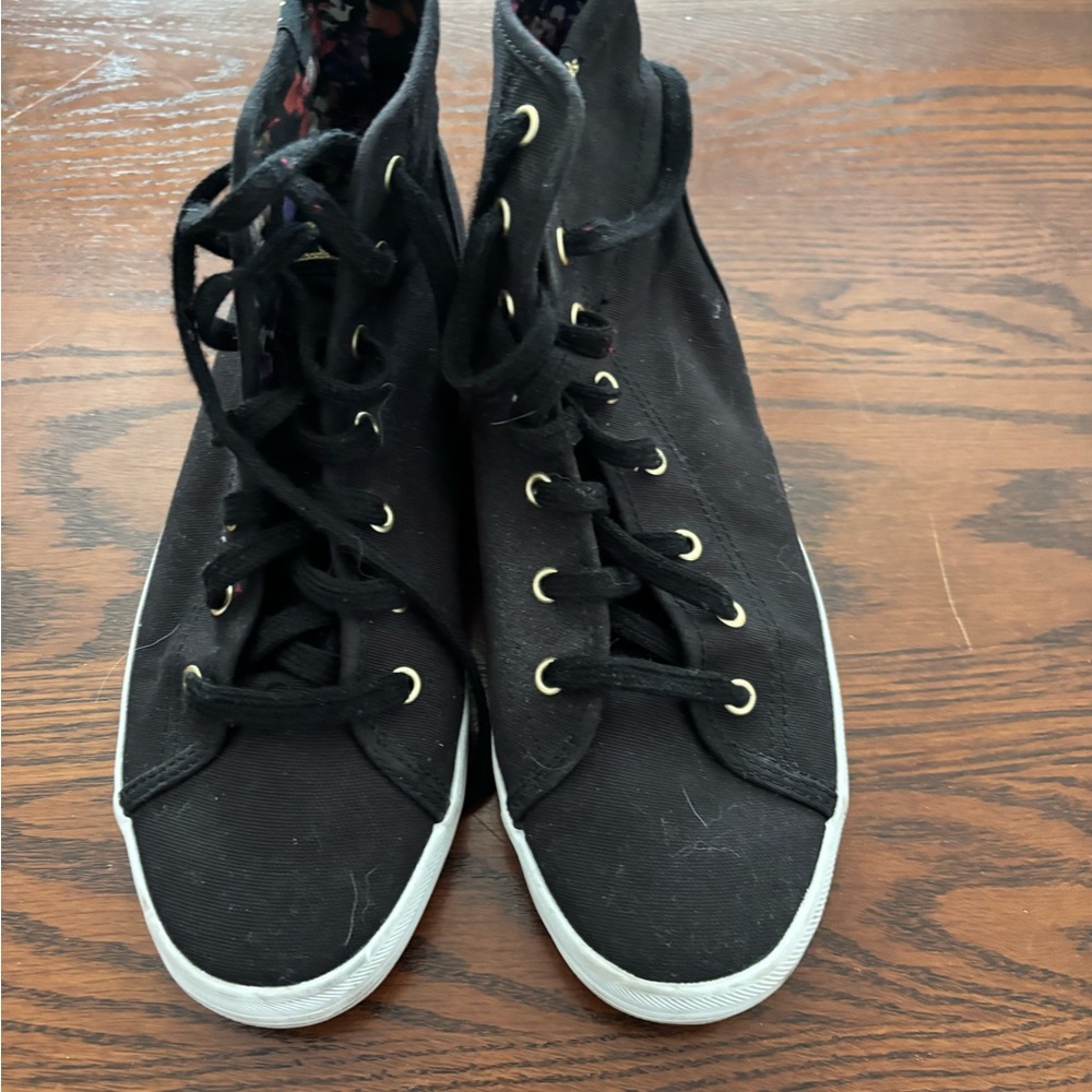 Keds Black Canvas High-Top Sneakers with Rubber Sole